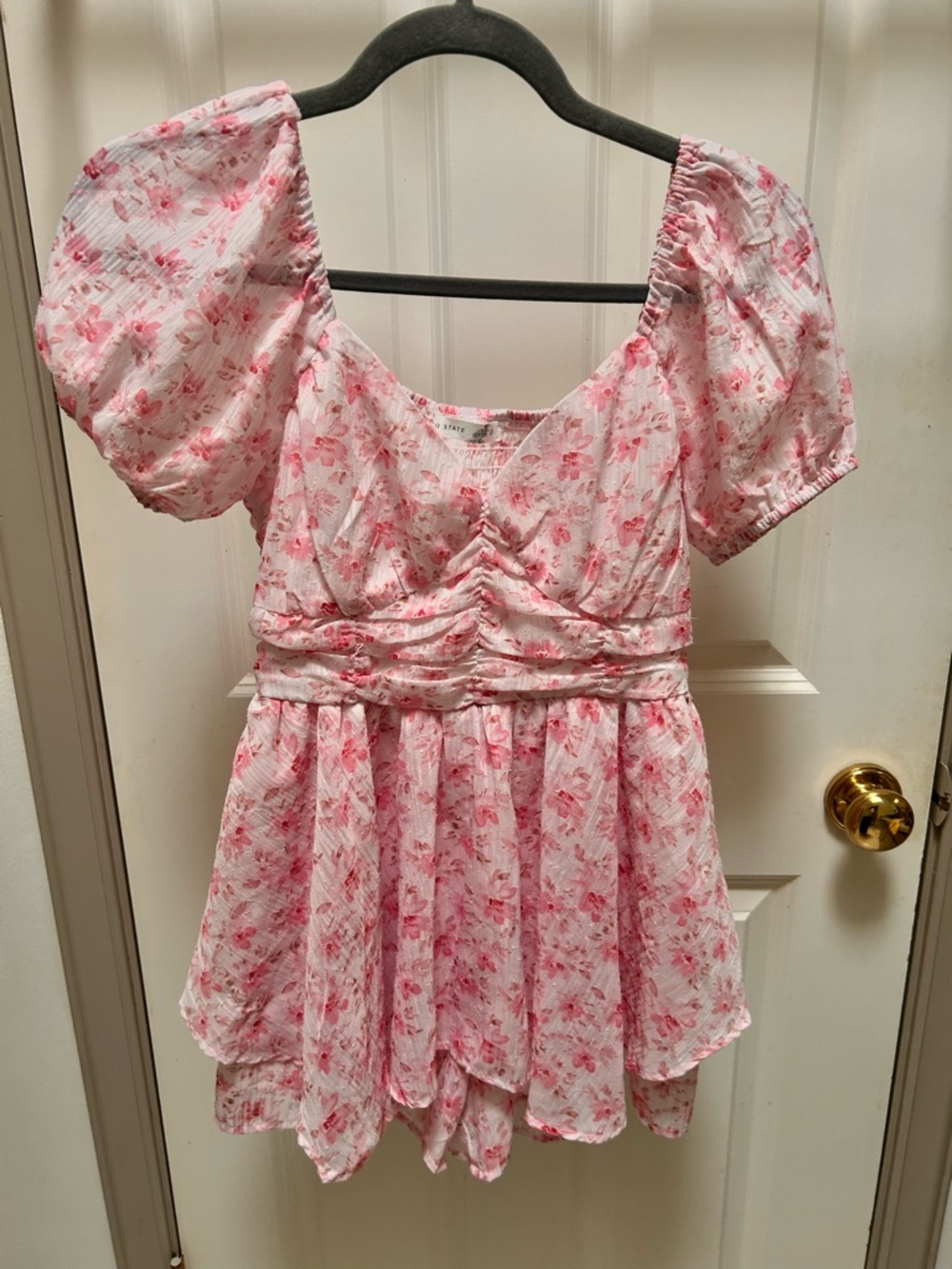 ALTAR’D STATE Pink Floral Ruched Bodice Mini Dress